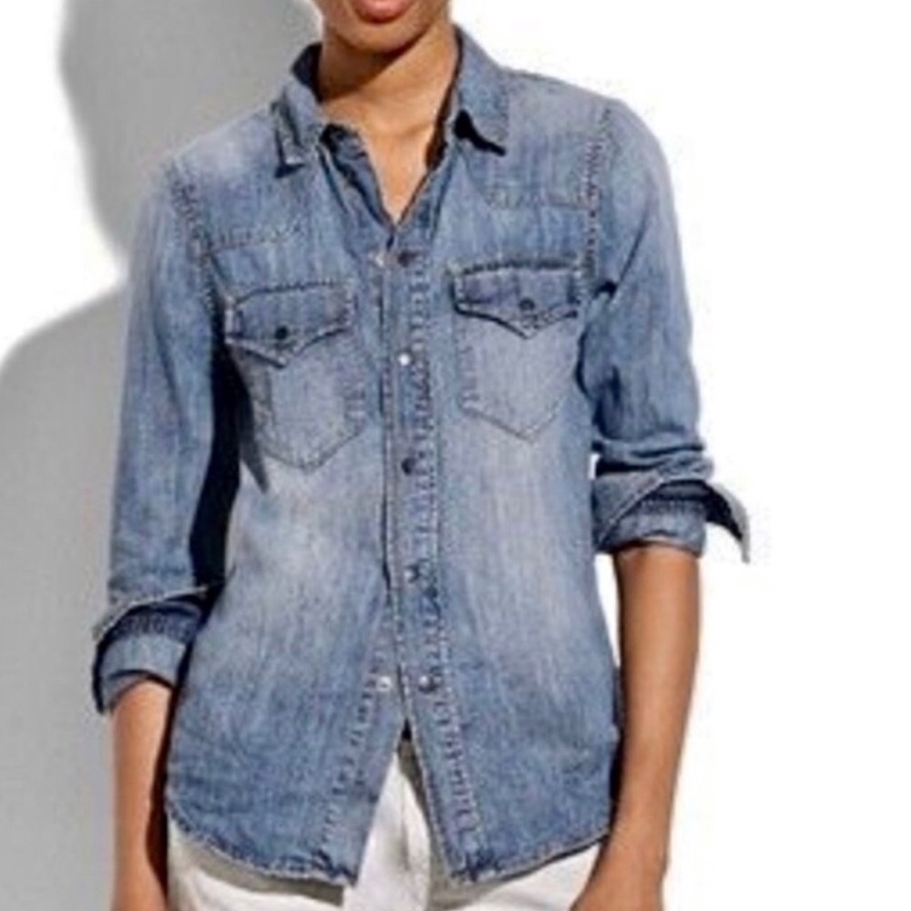 MADEWELL Blue Denim Western Button Down Shirt Med